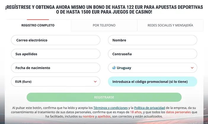 22bet registrarse